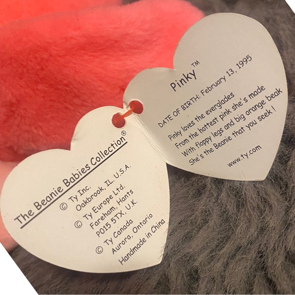 ‘95 Rare retired TY Beanie Baby Pinky the Flamingo NMWT and Errors - Picture 11 of 13